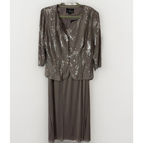Alex Evenings Sequined A-Line Jacket Pewter Frost Size 16 Mother Of The Bride - Picture 4 of 14
